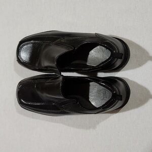 WONDER NATION BLACK FAUX LEATHER SLIP-ON SHOES